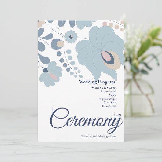 Stofbruin Bloem Bruiloftsprogramma Programmakaart (Staand voorkant)