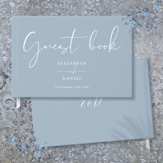 Stofbruin Elegant Script Huwelijk Gastenboek