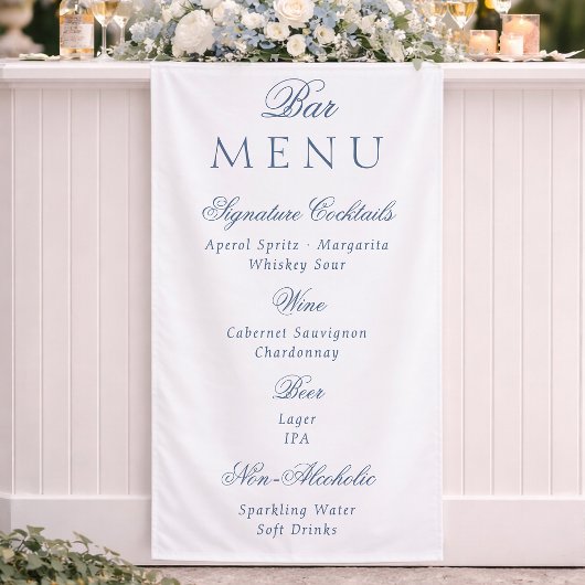 Stofbruin Elegant Trouwbar Menu Bord Spandoek