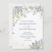 Stofbruin Goud Waterverf Bloemrijke Script Trouwda Kaart (Voorkant)