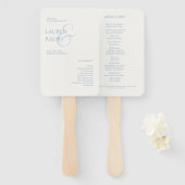 Stofbruin & Ivoorkleurig Monogram Huwelijksprogram Handwaaier (Voorkant en achterkant)