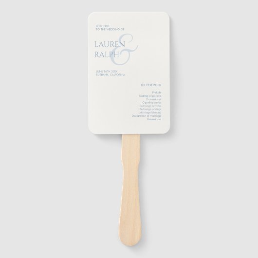 Stofbruin & Ivoorkleurig Monogram Huwelijksprogram Handwaaier (Voorkant)