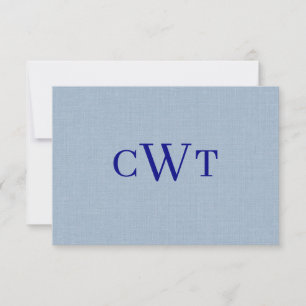Stofbruin Navyblauw Monogram Eerste Trouwdag Bedankkaart