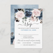 Stofbruin Roze Roze Bloemige Botanische Bruiloft RSVP Kaartje (Voorkant / Achterkant)