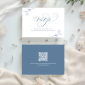 Stofbruin Schrift QR Huwelijks RSVP Kaart