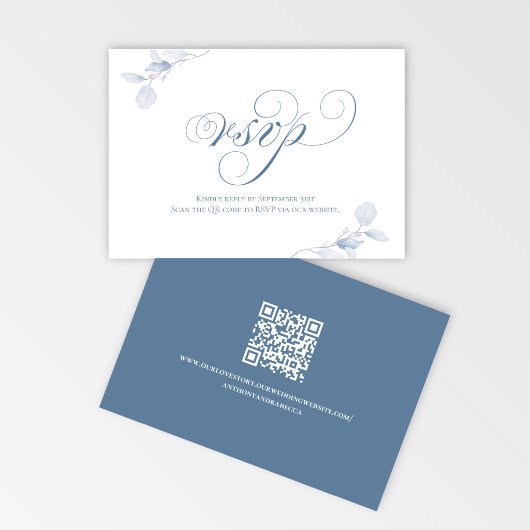 Stofbruin Schrift QR Huwelijks RSVP Kaart