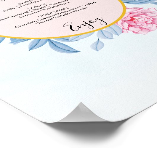 Stofbruin Waterverf Trouw Dessert Menukaart Bord Poster (Hoek)