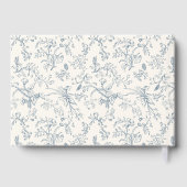 Stofbruine Blauw Chinoiserie Patroon Trouwen Gastenboek (Achterkant)
