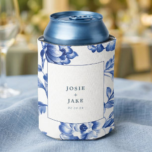 Stofbruine Blauw Chinoiserie Vierkant Huwelijk Blikjeskoeler