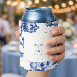 Stofbruine Blauw Chinoiserie Vierkant Huwelijk Blikjeskoeler