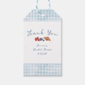 Stofbruine Blauw Gingham Bruiloftsontbijt Dank Je  Cadeaulabel (Voorkant)