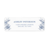 Stofbruine Blauw Victoriaanse Toile Trouw Retourad Etiket (Voorkant)