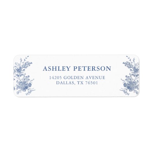 Stofbruine Blauw Victoriaanse Toile Trouw Retourad Etiket (Voorkant)