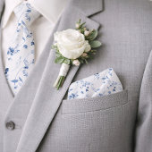 Stofbruine Blauwe Aquarel Bloem Bruids Stropdas