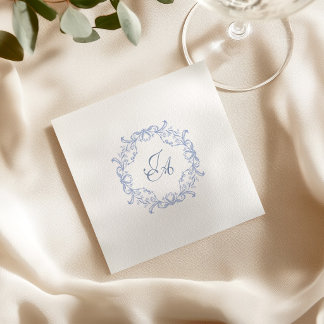 Stofbruine Blauwe Barok Monogram Trouwservet Servet