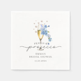 Stofbruine Blauwe Bloemenkranz Parels & Prosecco B Servet