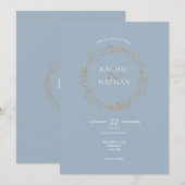Stofbruine Blauwe Bloemenkroon Laurea Halo Bruidsb Kaart (Voorkant / Achterkant)