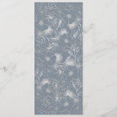 Stofbruine Blauwe Bloemige Bruiloftsreceptie Menu (Achterkant)