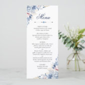Stofbruine Blauwe Blos Trou Menu Kaart (Staand voorkant)