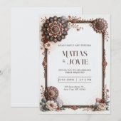 Stofbruine Blauwe Blush Mandala Frame Trouw Kaart (Voorkant / Achterkant)