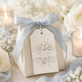 Stofbruine Blauwe Botanische Trouw Favor Tag Cadeaulabel