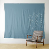 Stofbruine Blauwe Bruiloftsfotobehang Wandkleed (In Situ (horizontaal))