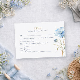 Stofbruine Blauwe Champagne Hortensia Huwelijks RS RSVP Kaartje
