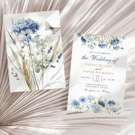 Stofbruine Blauwe Champagne Hortensia Trouwuitnodi Kaart