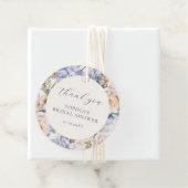 Stofbruine Blauwe Crème Bloemachtige Bruidsontbijt Bedankjes Labels (In situ)