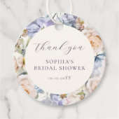 Stofbruine Blauwe Crème Bloemachtige Bruidsontbijt Bedankjes Labels (Voorkant)