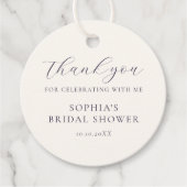 Stofbruine Blauwe Crème Bloemachtige Bruiloftsdouc Bedankjes Labels (Voorkant)