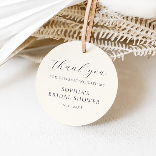 Stofbruine Blauwe Crème Bloemachtige Bruiloftsdouc Bedankjes Labels