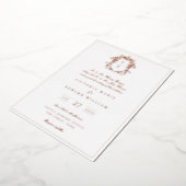 Stofbruine Blauwe Crest Monogram Trouw Folie Uitnodiging (Gedraaid)