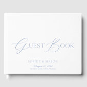 Stofbruine Blauwe Elegante Script Huwelijksgastenb Gastenboek (Voorkant)