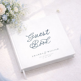 Stofbruine Blauwe Elegante Trouwgastenboek met Nam Gastenboek