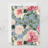 Stofbruine blauwe en blos landelijke trouwuitnodig kaart (Achterkant)