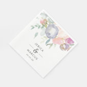 Stofbruine Blauwe en Roze Bloemen Bruiloft Servet (Hoek)