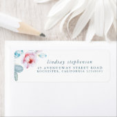 Stofbruine blauwe en roze bloemen Elegante waterve Etiket (Insitu)