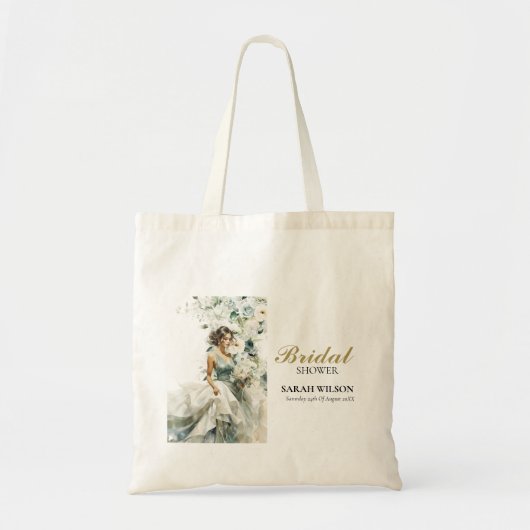 Stofbruine Blauwe Eucalyptus Groene Bruidsmeisjes Tote Bag (Voorkant)