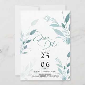 Stofbruine Blauwe Eucalyptus Turquoise Foto QR Cod Save The Date