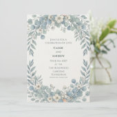 Stofbruine Blauwe Eucalyptus Witte Bruidsbloem Bru Kaart (Staand voorkant)