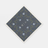 Stofbruine Blauwe Folk Monogram Bruiloft Servetten (Hoek)