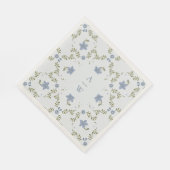 Stofbruine blauwe folk-monogram trouw servetten (Hoek)