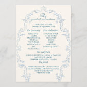 Stofbruine blauwe Franse Toile Trouwprogramma Brie Programmakaart (Voorkant)