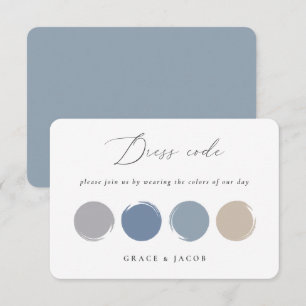Stofbruine blauwe, grijze, beige trouwkleur paletk RSVP kaartje