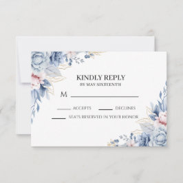 Stofbruine Blauwe Hortensia Huwelijks RSVP-reactie RSVP Kaartje