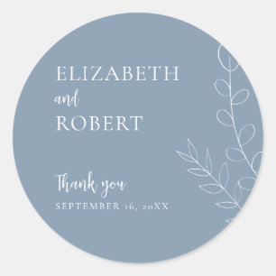 Stofbruine Blauwe Huwelijksscript Stoer Minimalist Ronde Sticker