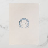 Stofbruine Blauwe Korenbloem Bruiloft Art Nouveau  Folie Uitnodiging (Achterkant)