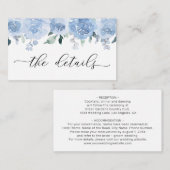 Stofbruine Blauwe Lichte Pastel Bloemen Trouwdetai Informatiekaartje (Voorkant / Achterkant)