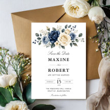 Stofbruine Blauwe Marine & Ivoor Roos Bloemige Tro